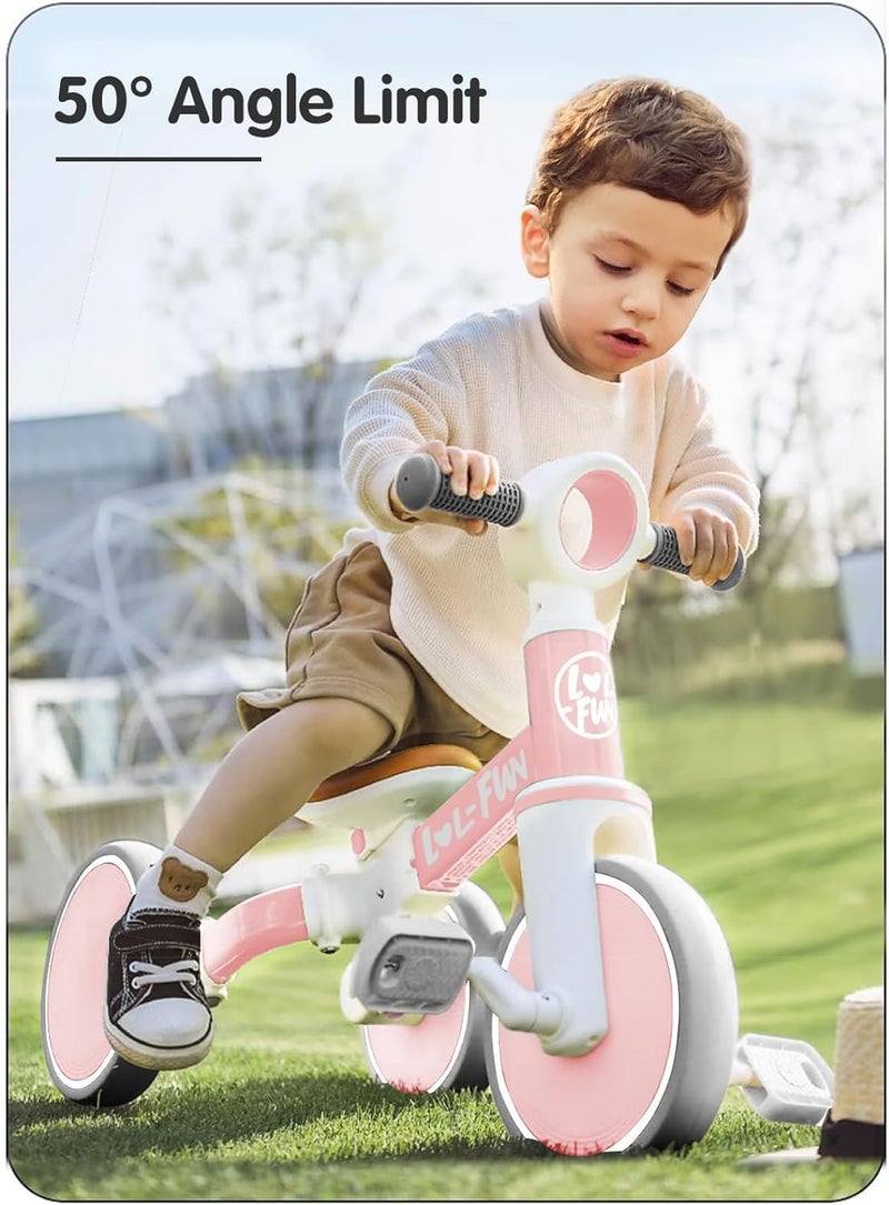 LOL-FUN Tricycle for Toddlers 1-3 Years Old Riding Toy, 5 in 1 Baby Balance Bike 2 Year Old Boys Girls with Parent Steering Push Handle - Image 5